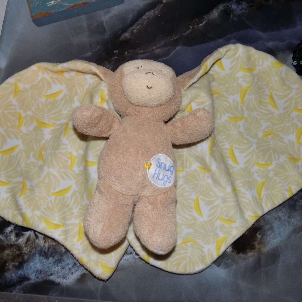 Kids Preferred SNUG HUGS Monkey Big Floppy Banana Print Ears Baby Blanket Lovey